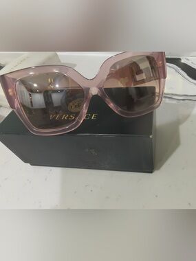 Versace Translucent Pink Oversized Cat-Eye Sunglasses